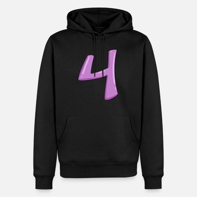 Numero 4 cifre numeriche - Felpa con cappuccio ecologica premium da uomo - nero