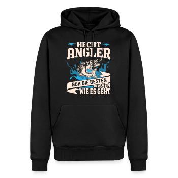 Hecht Angler - Männer Premium Bio Hoodie - Schwarz - Vorne - Nico (187cm)