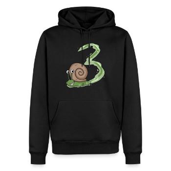Escargot 3e anniversaire - cadeau 3 ans - Sweat à capuche Premium bio Homme - noir - Devant - Nico (187cm)
