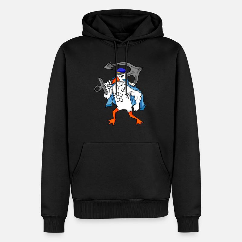 Mouette avec ancre - Sweat à capuche Premium bio Homme - noir