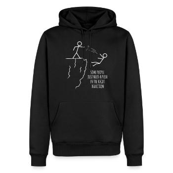 Sarkastisches Strichmännchen, Motivation - Männer Premium Bio Hoodie - Schwarz - Vorne - Nico (187cm)