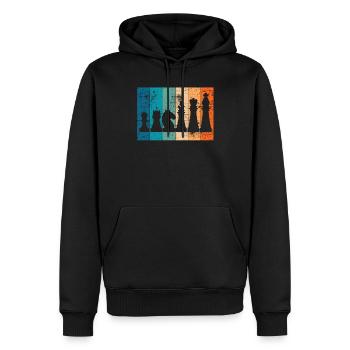 Damier dam schachmatt Roi rétro cadeau - Sweat à capuche Premium bio Homme - noir - Devant - Nico (187cm)