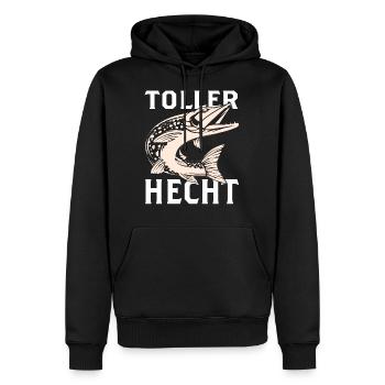 Toller Hecht - Männer Premium Bio Hoodie - Schwarz - Vorne - Nico (187cm)