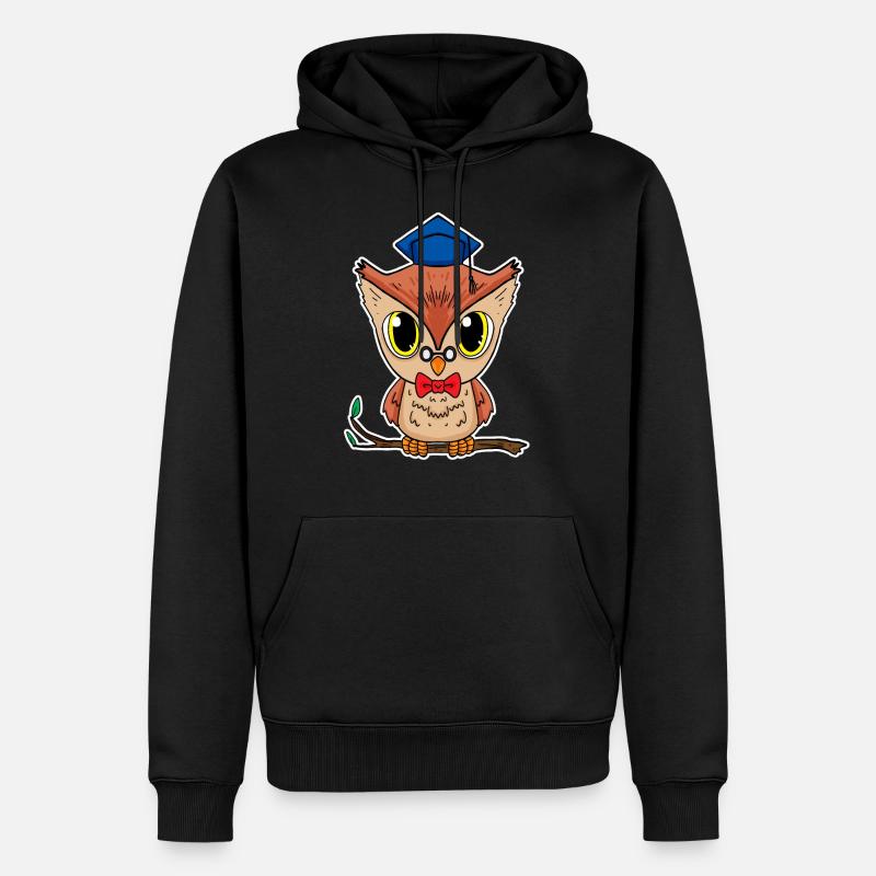 Eule - Männer Premium Bio Hoodie - Schwarz