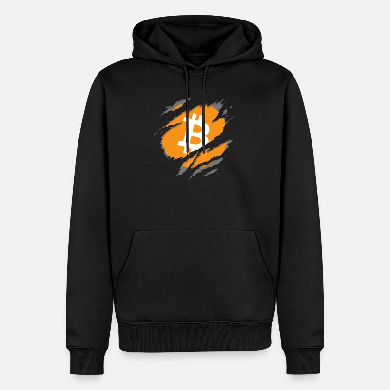 Conception Bitcoin BTC et Crypto - Sweat à capuche Premium bio Homme - noir