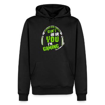Can't hear You I'm Gaming - Männer Premium Bio Hoodie - Schwarz - Vorne - Nico (187cm)