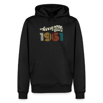 Vintage 1961 anniversaire cadeau vintage rétro - Sweat à capuche Premium bio Homme - noir - Devant - Nico (187cm)