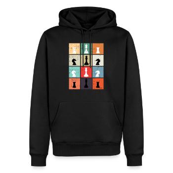 Échecs échiquier roi reine chevalier cadeau - Sweat à capuche Premium bio Homme - noir - Devant - Nico (187cm)