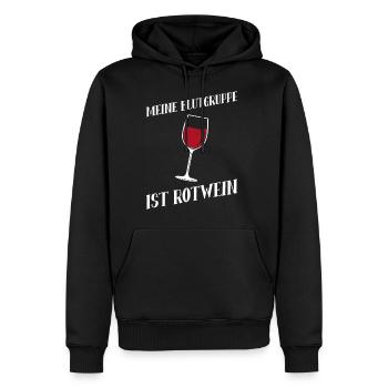 Meine Blutgruppe ist Rotwein - Wein - Männer Premium Bio Hoodie - Schwarz - Vorne - Nico (187cm)