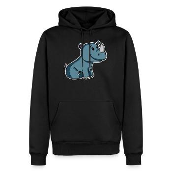 Nashorn - Männer Premium Bio Hoodie - Schwarz - Vorne - Nico (187cm)