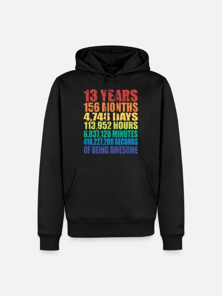 13e verjaardagscadeau, jongens meisjes tieners, 13 jaar oud - Mannen Premium Bio hoodie - zwart
