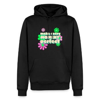 Le bonheur rend chaque moment parfait - Sweat à capuche Premium bio Homme - noir - Devant - Nico (187cm)