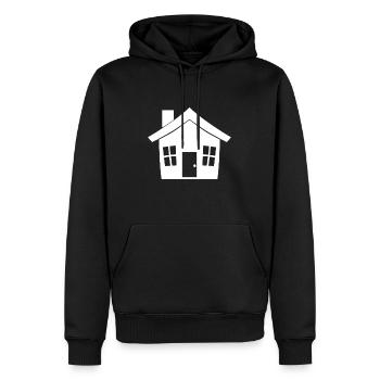 Haus - Männer Premium Bio Hoodie - Schwarz - Vorne - Nico (187cm)