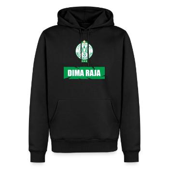 DIMA RAJA - Men’s Premium Organic Hoodie - black - Front - Nico (187cm)