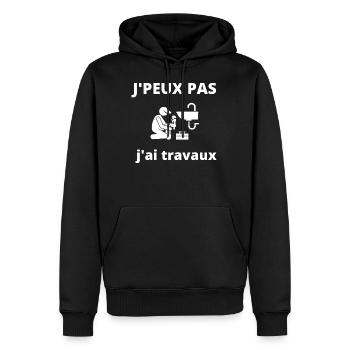J'PEUX PAS J AI TRAVAUX - Sweat à capuche Premium bio Homme - noir - Devant - Nico (187cm)