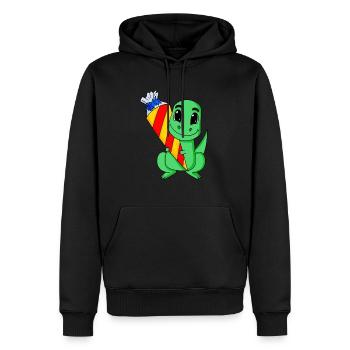 Education dinosaure 1 classe - Sweat à capuche Premium bio Homme - noir - Devant - Nico (187cm)