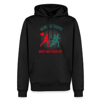 Laufen meine Laufgruppe macht mich glücklich - Männer Premium Bio Hoodie - Schwarz - Vorne - Nico (187cm)