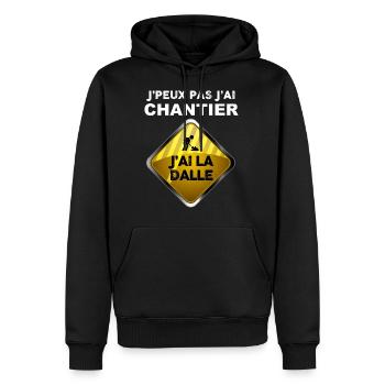 je peux pas j'ai chantier - Sweat à capuche Premium bio Homme - noir - Devant - Nico (187cm)