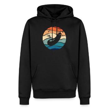 Aubergine Gemüse Vegetarier Veganer Retro Geschenk - Männer Premium Bio Hoodie - Schwarz - Vorne - Nico (187cm)