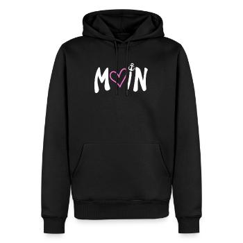 Moin Herz Anker Plattdeutsch - Männer Premium Bio Hoodie - Schwarz - Vorne - Nico (187cm)