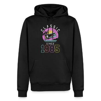 Vintage 1985 85 Anniversaire Rétro Millésime cadeau - Sweat à capuche Premium bio Homme - noir - Devant - Nico (187cm)