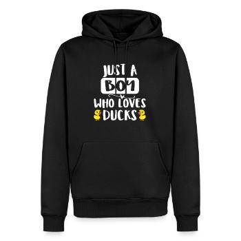 Just a boy who loves ducks - Men’s Premium Organic Hoodie - black - Front - Nico (187cm)