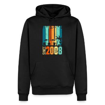 Vintage 2008 08 Birthday Retro Vintage Gift - Men’s Premium Organic Hoodie - black - Front - Nico (187cm)