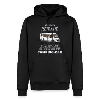 Retrait et boulot camping car - Sweat à capuche Premium bio Homme - noir - Devant - Nico (187cm)