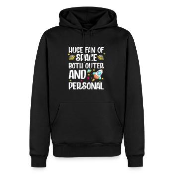 Huge Fan of Space Both Outer and Personal - Men’s Premium Organic Hoodie - black - Front - Nico (187cm)
