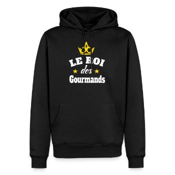 Le roi des gourmands humour drôles - Sweat à capuche Premium bio Homme - noir - Devant - Nico (187cm)