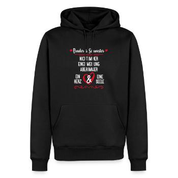 Bruder & Schwester immer ein Herz & eine Seele - Männer Premium Bio Hoodie - Schwarz - Vorne - Nico (187cm)