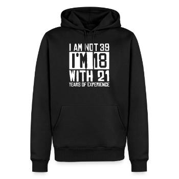 39 anniversaire ans d’expérience rengaine cadeau - Sweat à capuche Premium bio Homme - noir - Devant - Nico (187cm)