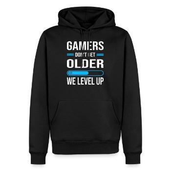 Birthday Gaming Level Up Gamer - Men’s Premium Organic Hoodie - black - Front - Nico (187cm)