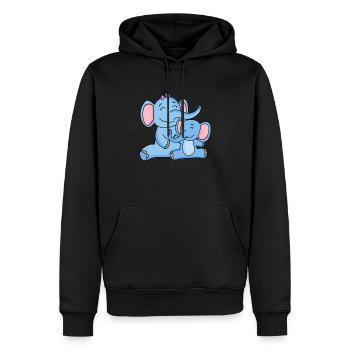 Eléphant Famille Frères et sœurs - Sweat à capuche Premium bio Homme - noir - Devant - Nico (187cm)