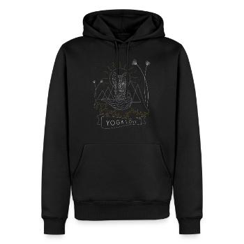 Fuchs Yoga retro - Männer Premium Bio Hoodie - Schwarz - Vorne - Nico (187cm)