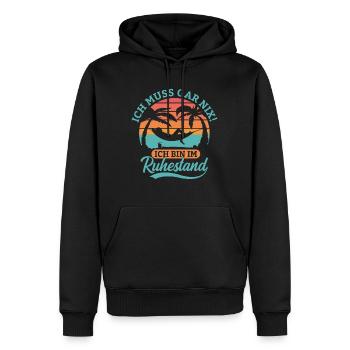 Ich muss gar nix Ich bin im Ruhestand Design - Männer Premium Bio Hoodie - Schwarz - Vorne - Nico (187cm)