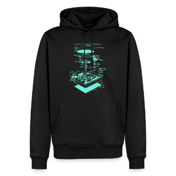 Rétro Old school Phonographe Illustration - Sweat à capuche Premium bio Homme - noir - Devant - Nico (187cm)