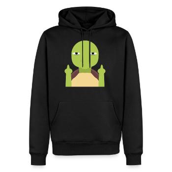 Doigts du milieu - Sweat à capuche Premium bio Homme - noir - Devant - Nico (187cm)