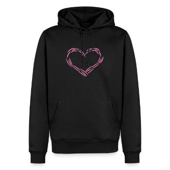 Herz Rosa - Männer Premium Bio Hoodie - Schwarz - Vorne - Nico (187cm)