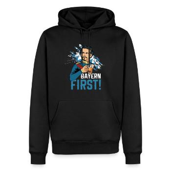 Bayern First - Land de Bavière König Ludwig - Sweat à capuche Premium bio Homme - noir - Devant - Nico (187cm)