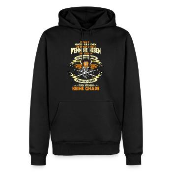 Wikinger, Valhalla, Viking, Nordmann - Männer Premium Bio Hoodie - Schwarz - Vorne - Nico (187cm)
