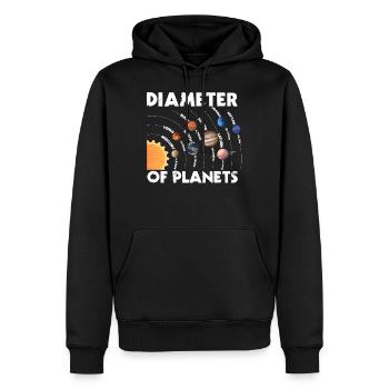 Diamètre des planètes, système solaire, planète - Sweat à capuche Premium bio Homme - noir - Devant - Nico (187cm)
