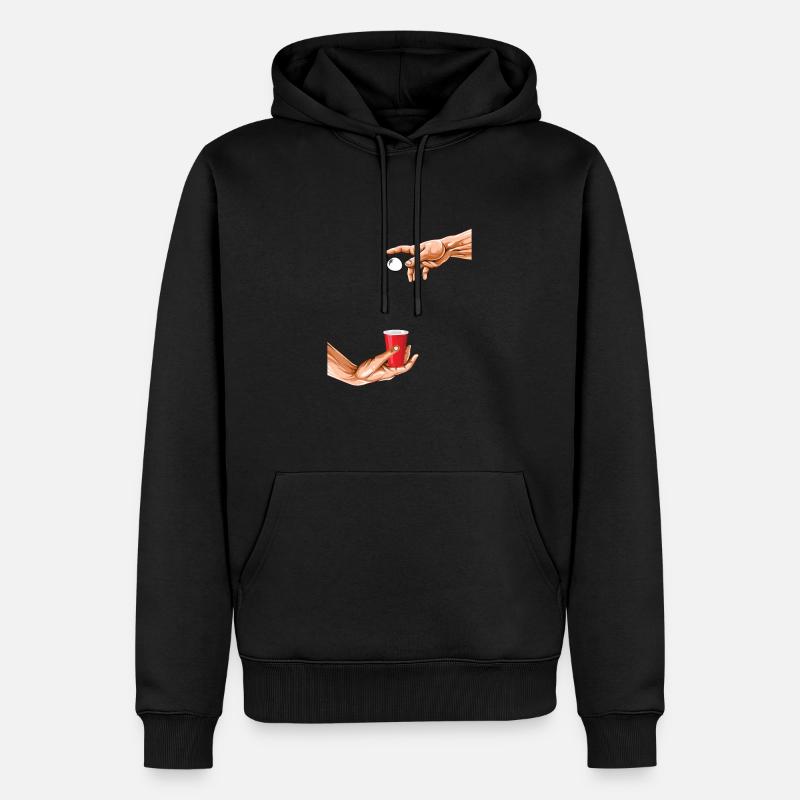 2 mains Beer Pong - Sweat à capuche Premium bio Homme - noir