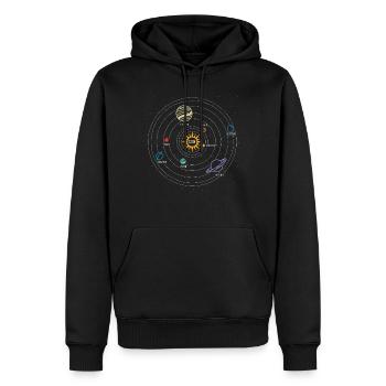 Sonnensystem, Planet, Planeten, Sonne, Erde - Männer Premium Bio Hoodie - Schwarz - Vorne - Nico (187cm)