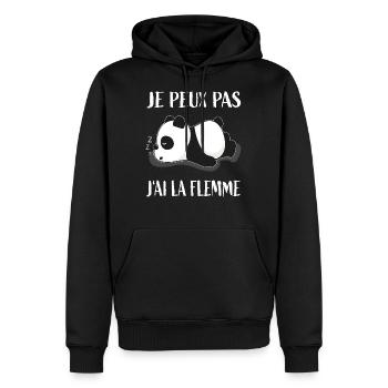 Je Peux Pas J'ai La Flemme Panda Mignon - Männer Premium Bio Hoodie - Schwarz - Vorne - Nico (187cm)