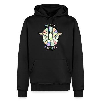PeaceForce - Men’s Premium Organic Hoodie - black - Front - Nico (187cm)