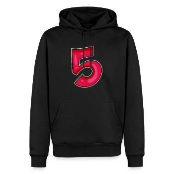 Ziffer 5 Zahl Rot - Männer Premium Bio Hoodie - Schwarz - Vorne - Nico (187cm)