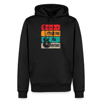 Je peux pas j'ai guitare humour musique drôles - Sweat à capuche Premium bio Homme - noir - Devant - Nico (187cm)