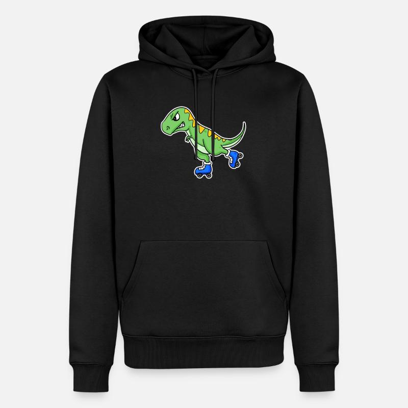 Inline Skating Dinosaurier - Männer Premium Bio Hoodie - Schwarz