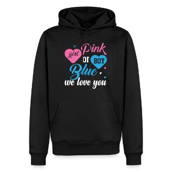 Pink or Blue Boy or Girl We Love You Design - Sweat à capuche Premium bio Homme - noir - Devant - Nico (187cm)